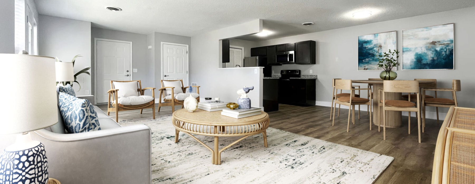 living room with a couch and coffee table